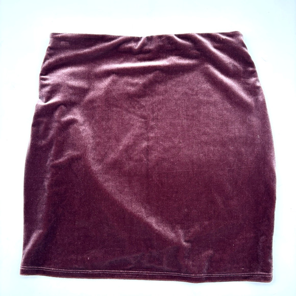 2019 EXPRESS Mauve Velvet Ruched Hip Elastic Waist Pull On Mini Skirt XS 26x15" - Picture 9 of 10